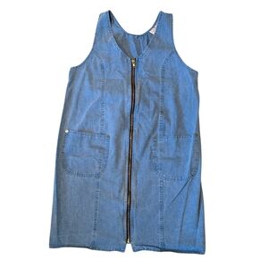 Vintage Denim Sleeveless Zip-Up Dress S/M